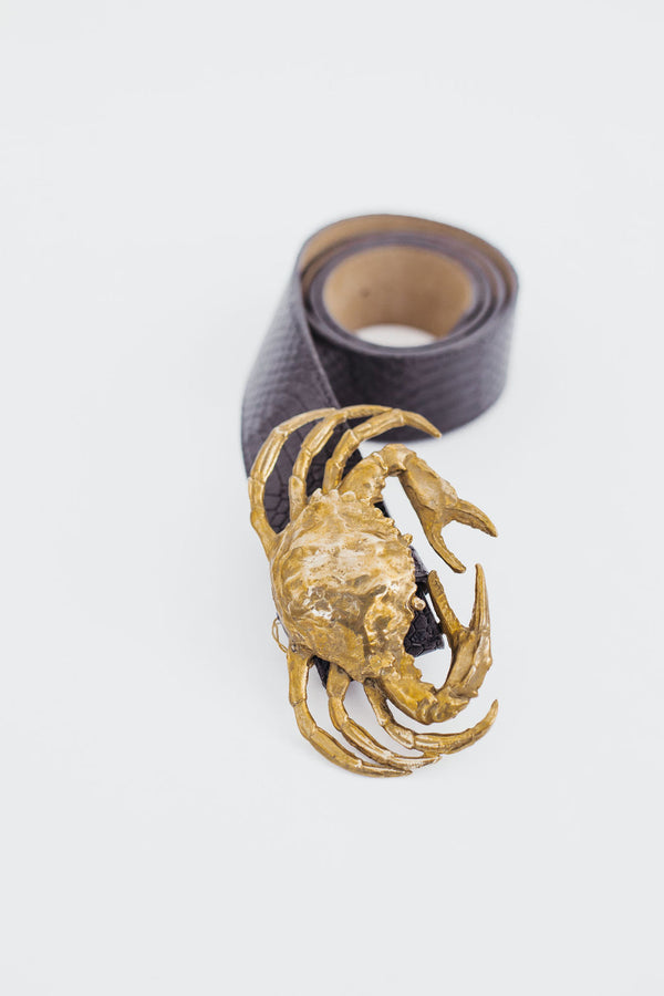 Brass Belt Buckle Crab
